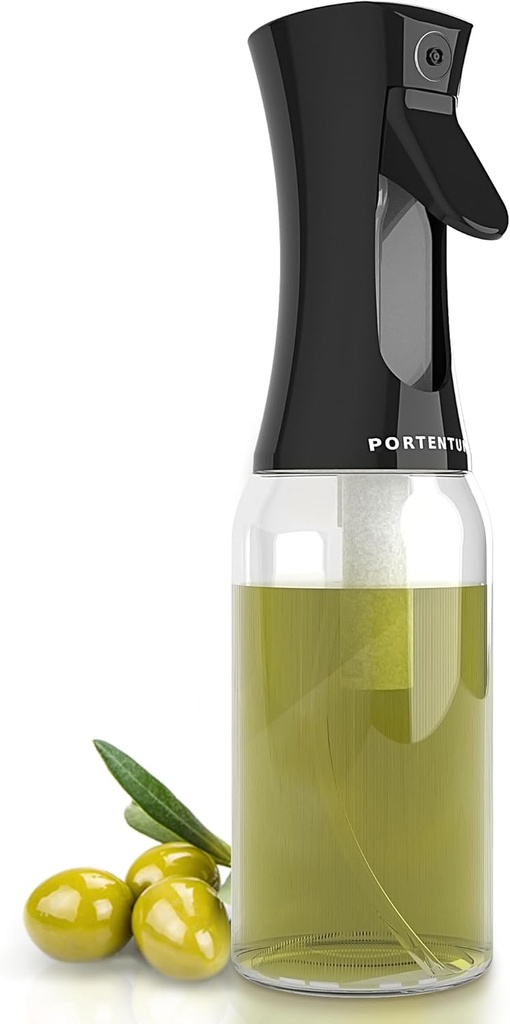 PORTENTUM spray de ulei premium pentru bucătărie și friteuză cu aer 300 ml spray de bucătărie anti-picurare ulei de sticlă cu accesorii dozator friteuză fără ulei