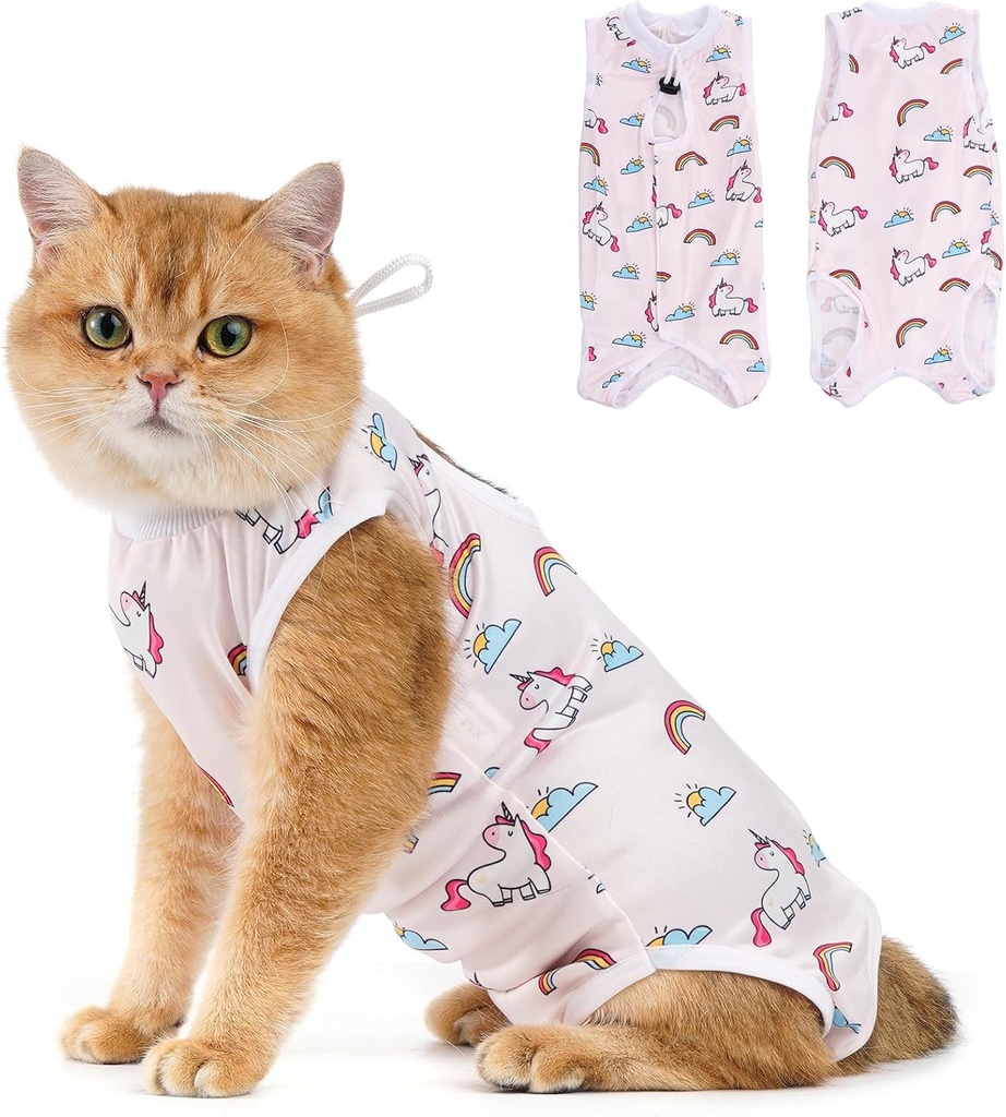 Body pentru sterilizare postoperatorie pentru pisici Avont, costum de recuperare anti-linge pentru pisici, costum de recuperare pentru pisici dupa interventie chirurgicala, protectie postoperatorie, impotriva bolilor de piele - Unicorn (M)