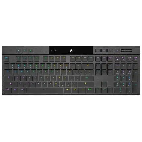 Tastatura RGB fara fir Corsair K100 Air Mandeacutercanique pentru jocuri, ultra-subtire, Cherry MX, comutatoare tactile si arzator, profil scazut, Bluetooth
