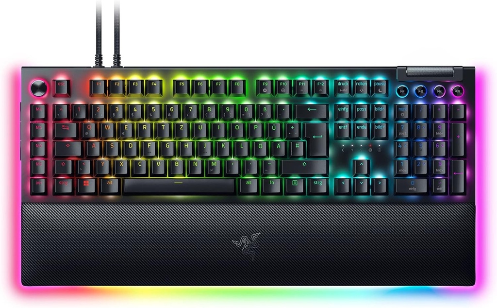 Razer BlackWidow V4 Pro (Comutatoare verzi) - Tastatura mecanica pentru jocuri (Comutatoare mecanice Click, roata de defilare, 8 taste macro dedicate, suport pentru incheietura mainii din cauciuc...