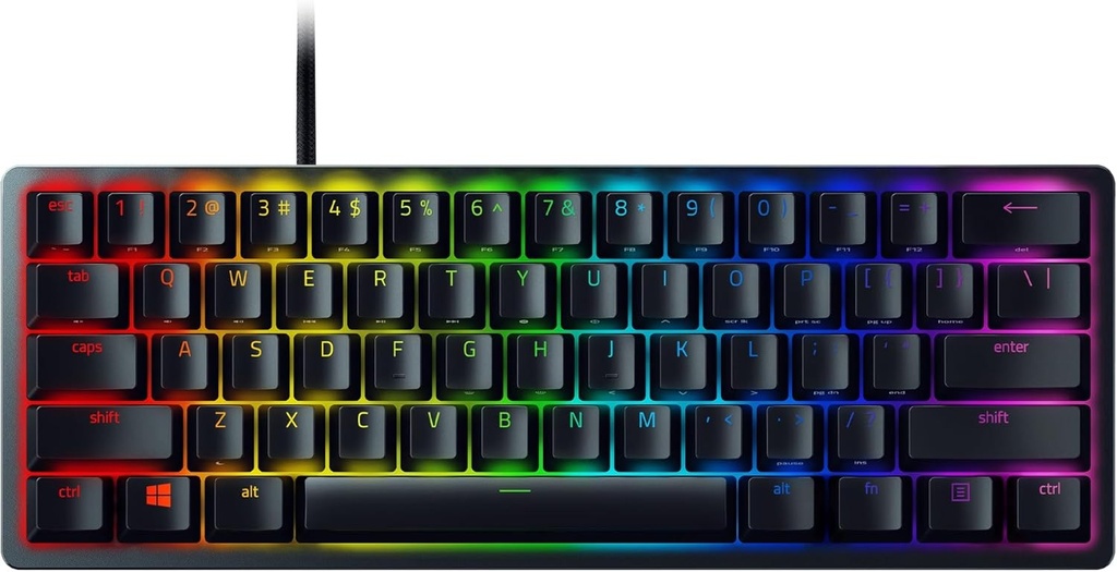 Razer Huntsman Mini (comutatoare rosii) - Tastatura compacta pentru jocuri 60% (comutatoare opto-mecanice silentioase si liniare, tastaturi PBT, cablu USB-C...