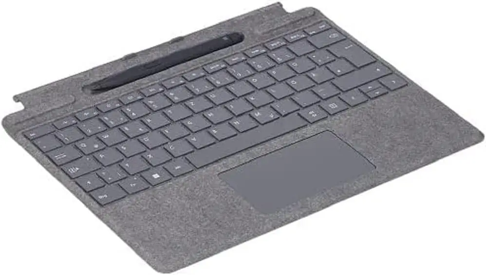 Tastatura Microsoft Surface Pro Signature (Platinum) in pachet cu Slim Pen 2 | compatibila cu Surface Pro (editia 11), Surface Pro 9 si Surface Pro 8