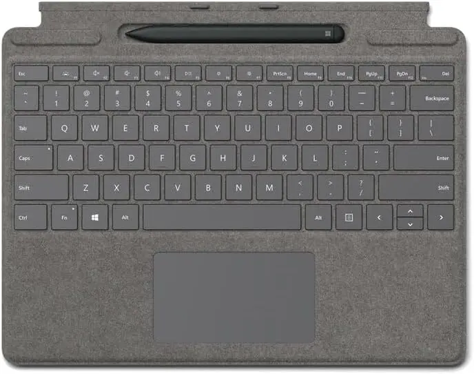 Tastatura Microsoft Surface Pro Signature, stilou subtire Surface Slim Pen 2, Platinum