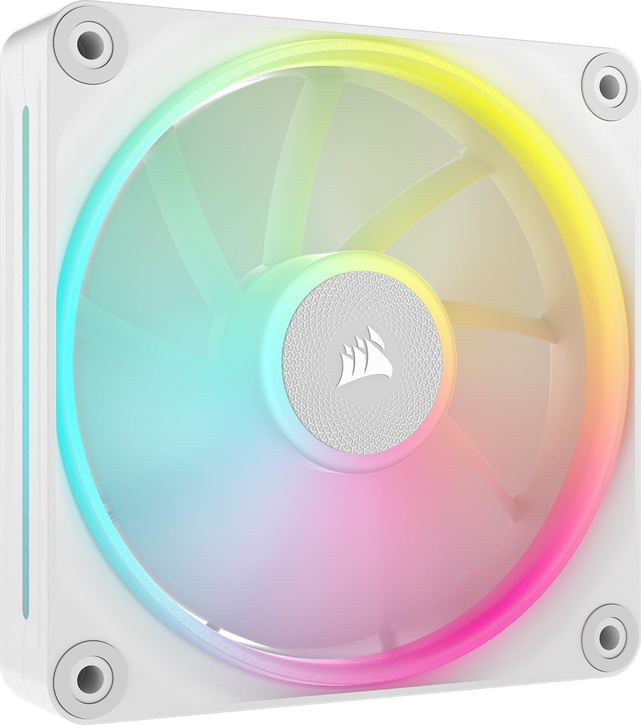 Ventilator CORSAIR iCUE LINK LX120 RGB 120 mm PWM, pachet individual - Bucle de iluminare duble - Necesita hub de sistem iCUE LINK (se vinde separat) - Tehnologie CORSAIR AirGuide - Alb