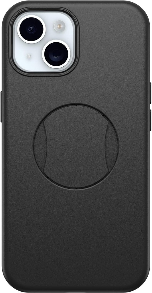 Husa de protectie OtterBox OtterGrip Symmetry Series pentru iPhone 15, iPhone 14 si iPhone 13, prindere integrata, carcasa subtire, se fixeaza pe MagSafe, margini ridicate protejeaza camera si ecranul, neagra