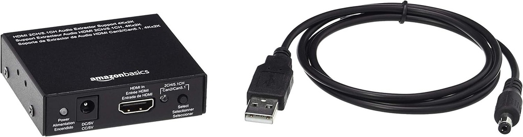 Convertor audio Amazon Basics, HDMI la HDMI + Audio (SPDIF + RCA Stereo), Negru