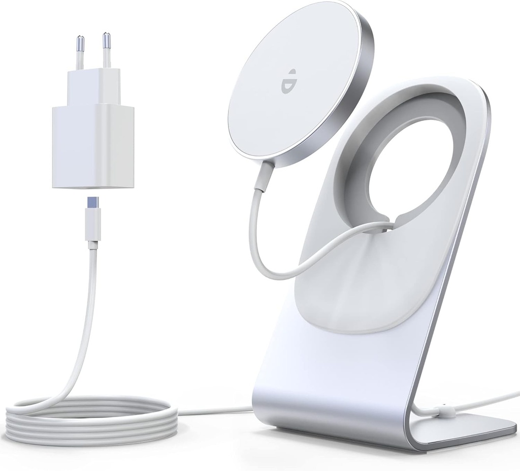 Incarcator wireless compatibil cu incarcatorul MagSafe, statie de incarcare pentru iPhone, statie de incarcare inductiva, incarcator cu inductie magnetica, incarcator wireless rapid compatibil cu seria iPhone 17/16/15/14/13/12