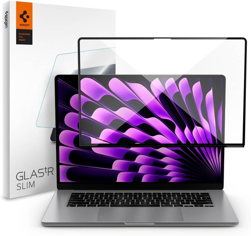 Sticla securizata Spigen Glas.tR Slim pentru MacBook Air 15 inch (M4 2025 / M3 2024 / M2 2023), 1 unitate, ultra transparenta, protectie ecran, extrem de rezistenta la zgarieturi