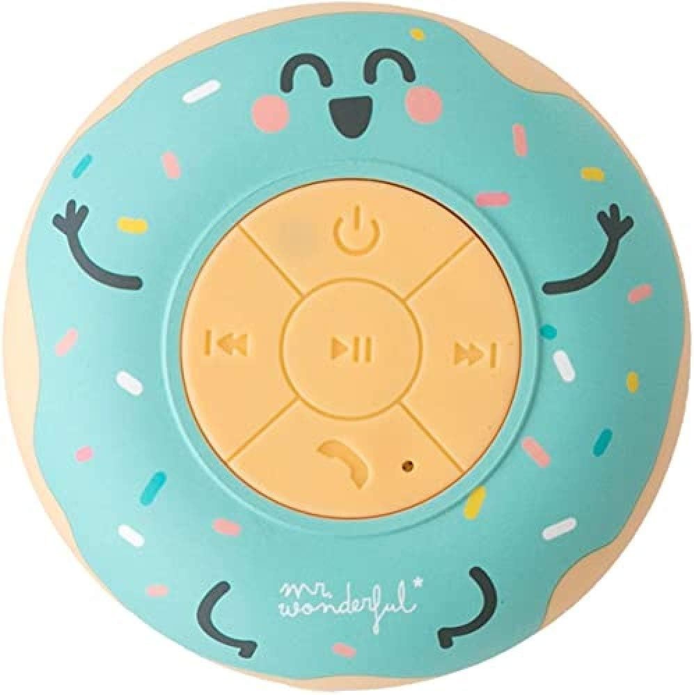 Boxa de dus wireless WONDEE Mr. Wonderful cu Bluetooth, impermeabila si in forma de gogoasa, cu autonomie a bateriei de 3-4 ore si ventuza pentru adeziv. Verde