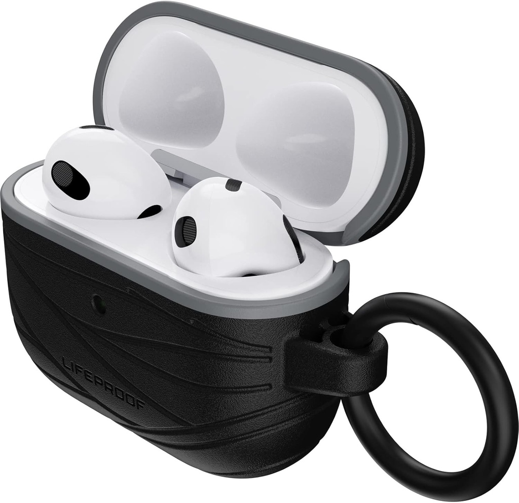 Husa pentru casti LifeProof pentru AirPods a 3-a generatie 2021, rezistenta la socuri, caderi, subtire, rezistenta la zgarieturi si abraziune pentru Apple Watch, inclusiv carabina, produsa sustenabil, neagra