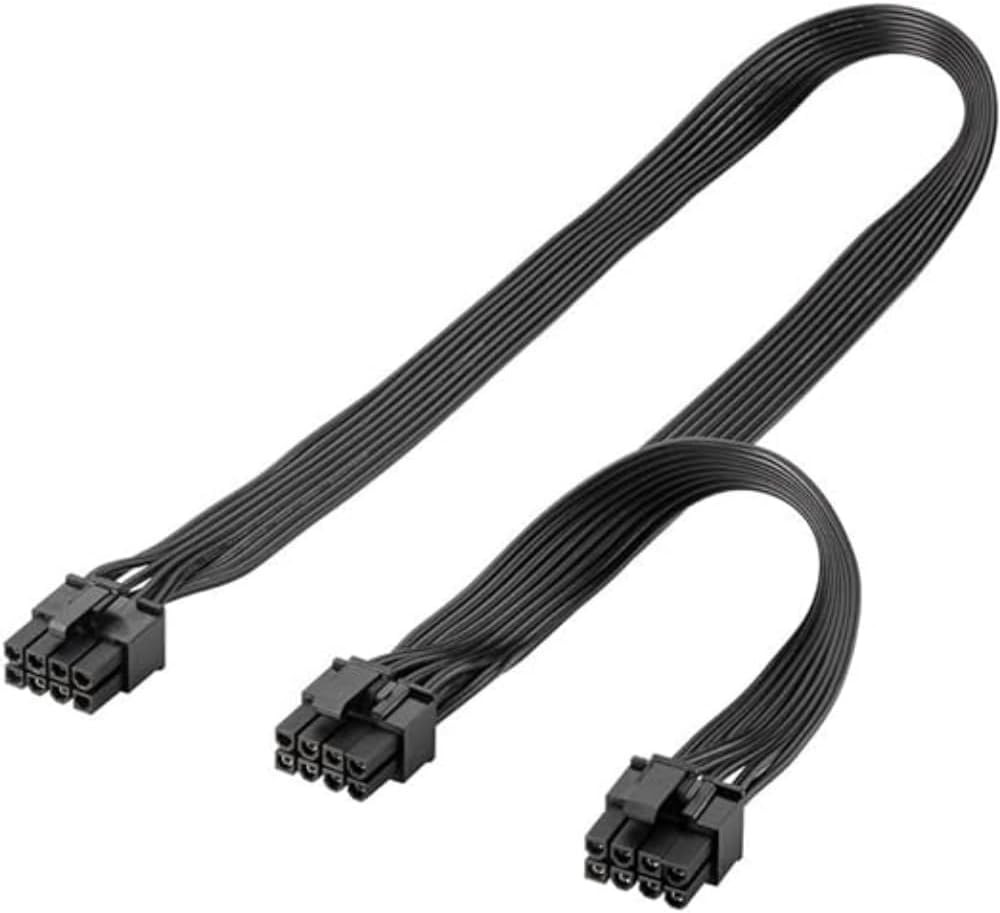 Cablu de alimentare goobay 59714, de la 8 pini mama la dual 6+2 mascul pentru cablu PCIe/Cablu placa grafica cu 6 pini si 8 pini/PCI Express/Negru/1 x 23 cm 1 x 63 cm