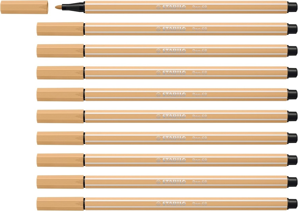 STABILO - Pix cu varf de pasla premium - Pen 68 - pachet de 10 - ocru deschis
