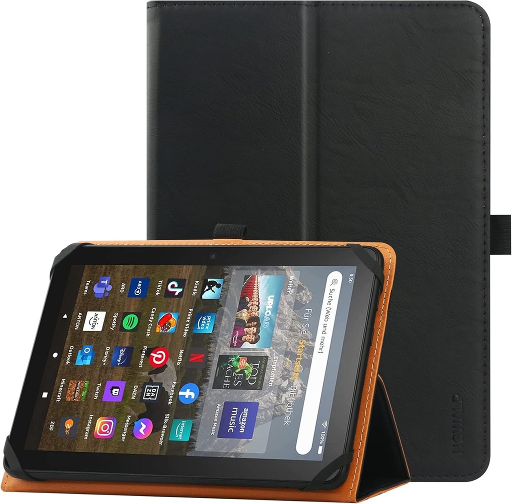 Husa universala HGWALP pentru tablete de 7 si 8 inci, husa de protectie universala cu suport Folio pentru tablete cu ecran tactil de 7 si 8 inci, cu curea de fixare reglabila si suport - PLBF
