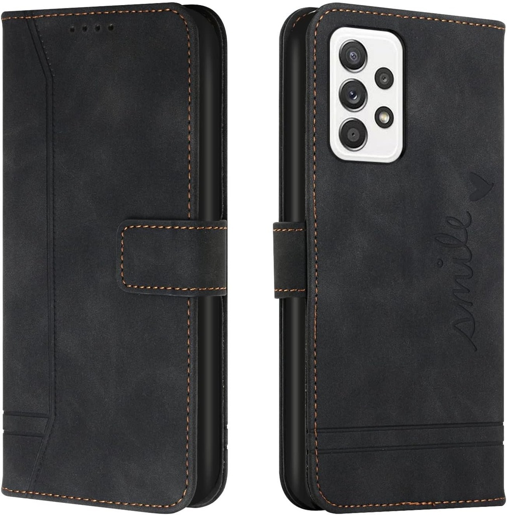 Husa de telefon Trugox pentru Samsung Galaxy A33 5G, husa cu clapa si slot pentru card, husa tip portofel din piele, husa subtire tip carte - neagra