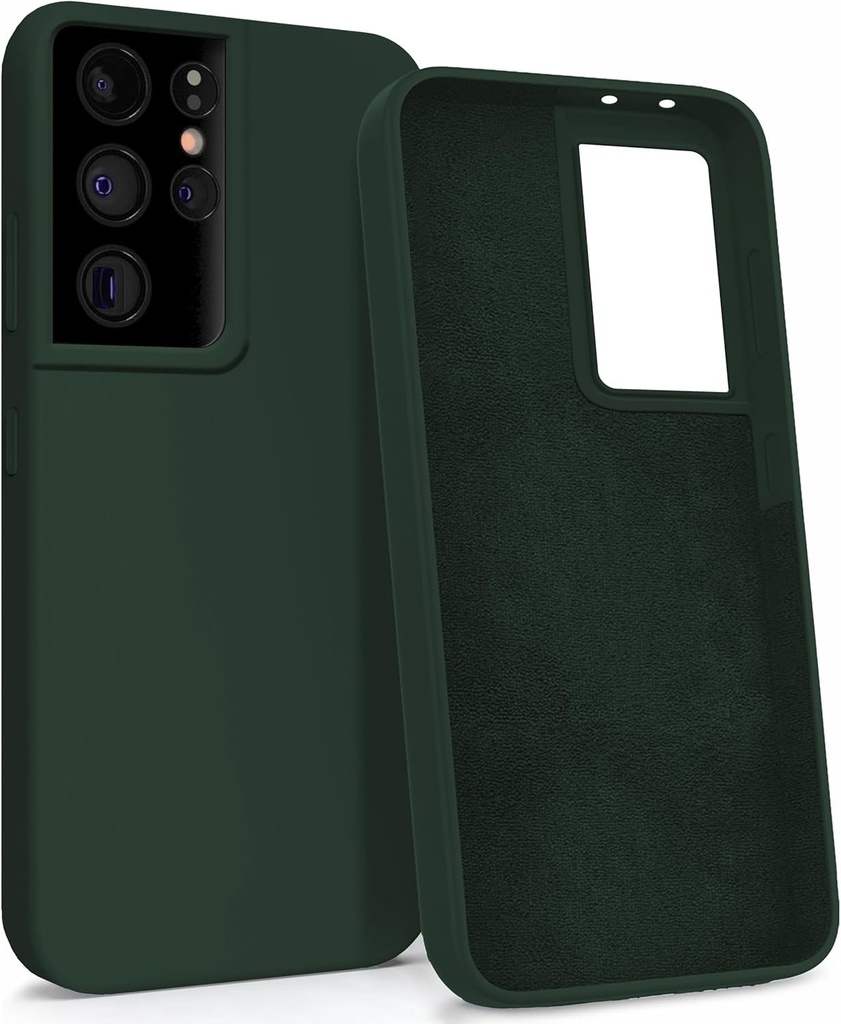 Carcasa MyGadget pentru Samsung Galaxy S21 Ultra - Carcasa de telefon cauciucata - [Structura cu 3 straturi] Carcasa de protectie cu incrustatie moale si husa exterioara rigida - Verde masliniu