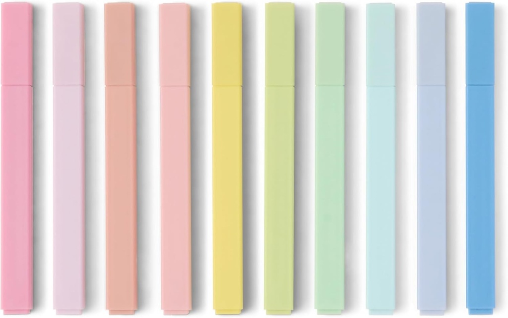Amazon Basics - Pachet de 10 evidentiatoare pastelate, varf dalta, nu se manjesc nici macar pe Biblii, asortate