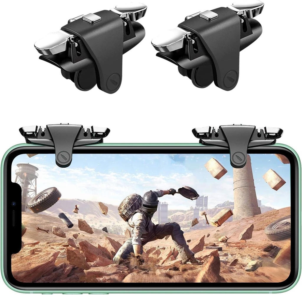 Newseego PUBG Mobile Game Controller Declansator, Telefon Mobil Declansator Joc Joystick-uri Sensibile Versiune Universala pentru PUBG/Knives Out L1R1 Mobile Controller Declansator pentru Android si iOS - Negru