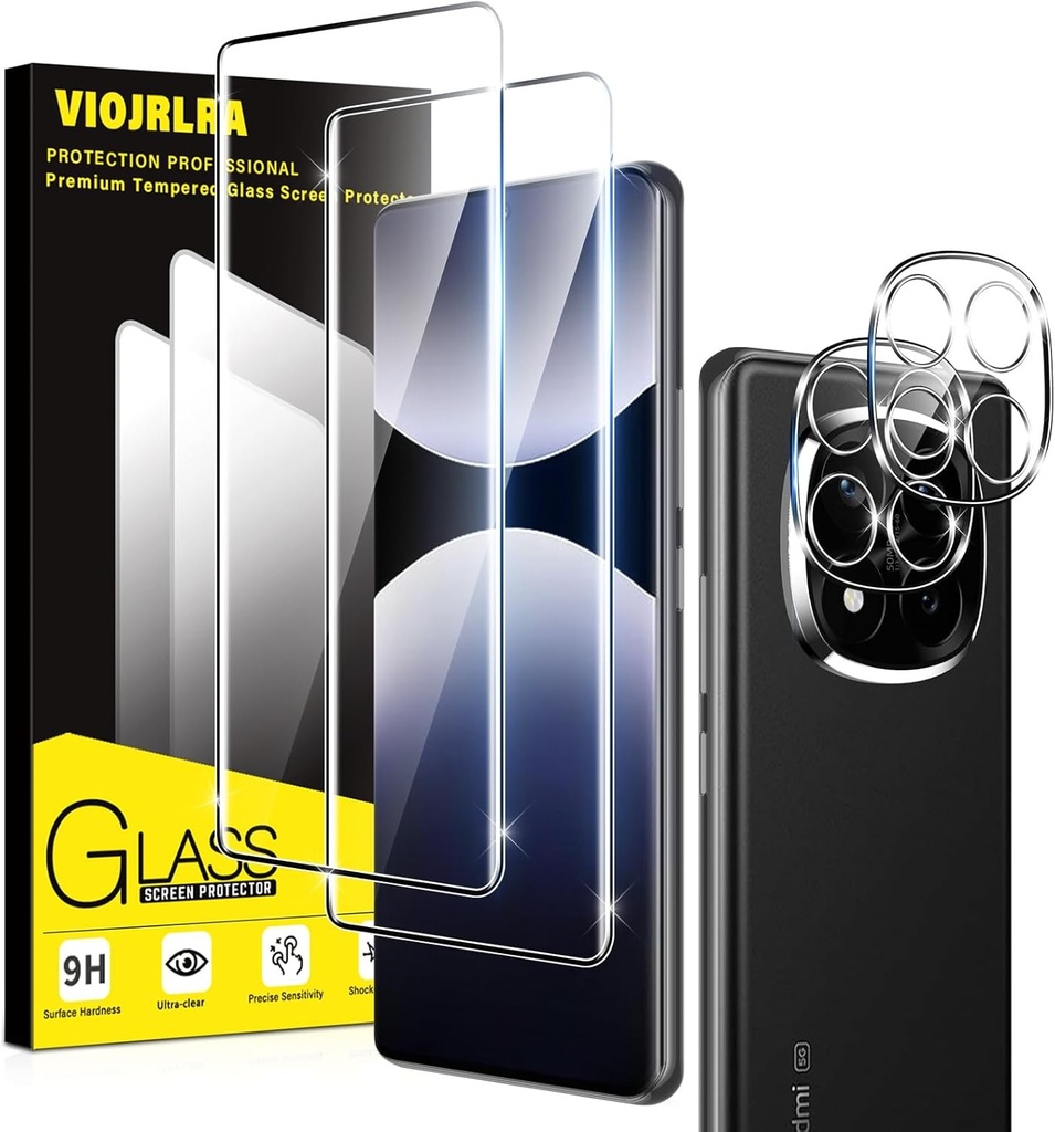 Sticla securizata Viojrlra 2+2 pentru Xiaomi Redmi Note 14 PRO 5G/Poco X7 5G cu protector pentru camera spate, folie de protectie a ecranului ultra-rezistenta, HD fara bule, sticla cu duritate 9H, sticla de protectie, transparenta