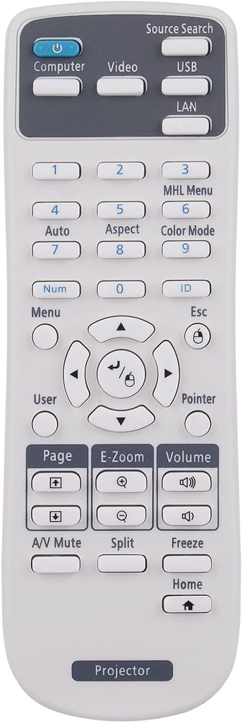 VINABTY 218178800 Telecomanda de schimb. Compatibila cu proiectoarele Epson EB-107, EB-108, EB-109W, EB-1780W, EB-1781W, EB-1785W, EB-1795F, EB-2040, EB-2042, EB-2055, EB-2065, EB-2140W, EB-2142W, EB-2155W, EB-2165W.