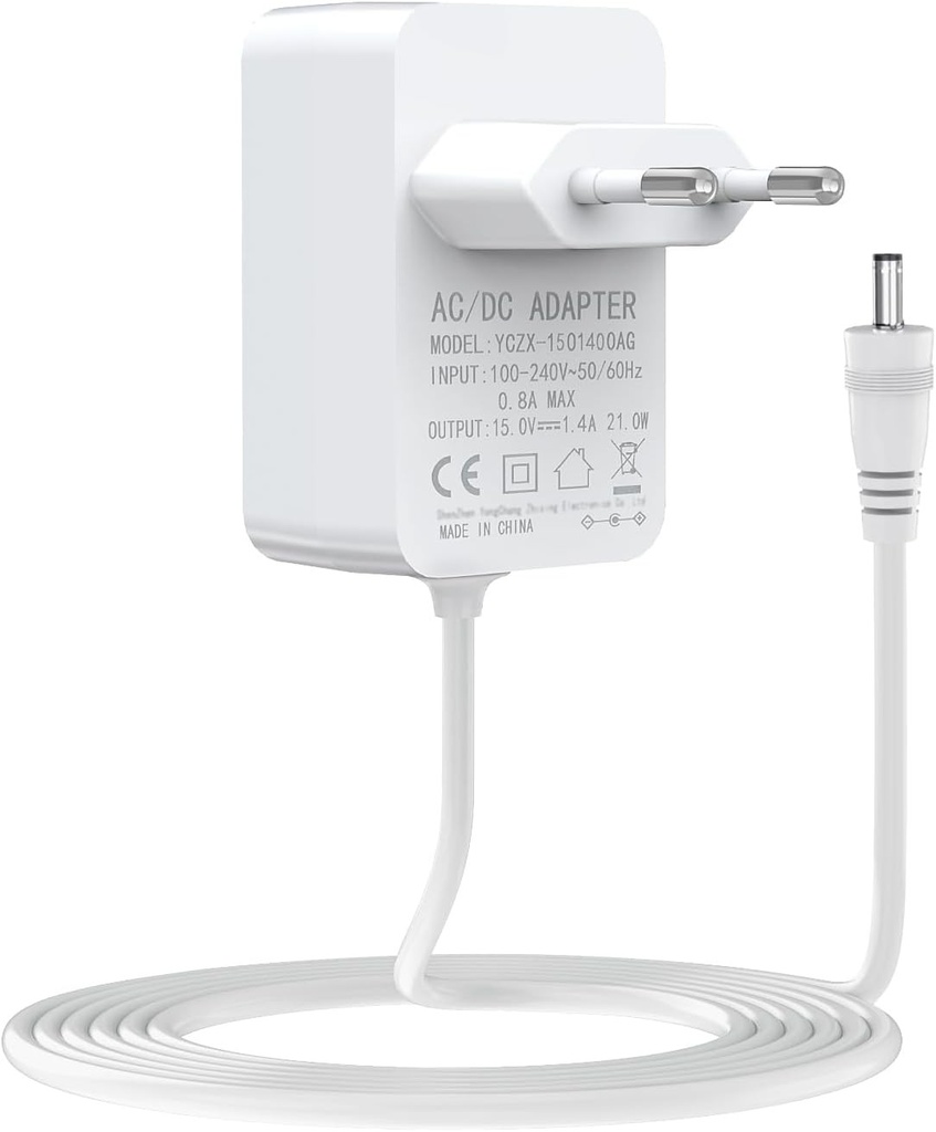 Adaptor de alimentare 21W pentru Echo (prima generatie), Echo Plus (prima generatie), Echo Show (prima generatie), Echo Show 5 (a treia generatie), Fire TV (a doua generatie), Echo Link, Echo Look, cablu de alimentare 1,5 m, alb