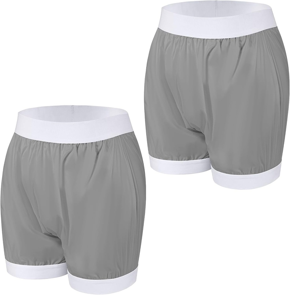 Carer, lenjerie intima impermeabila pentru incontinenta, pachet de 2 boxeri pentru adulti, husa de scutec din plastic, lavabila, reutilizabila, impermeabila, pentru incontinenta, unisex, gri, marimea L