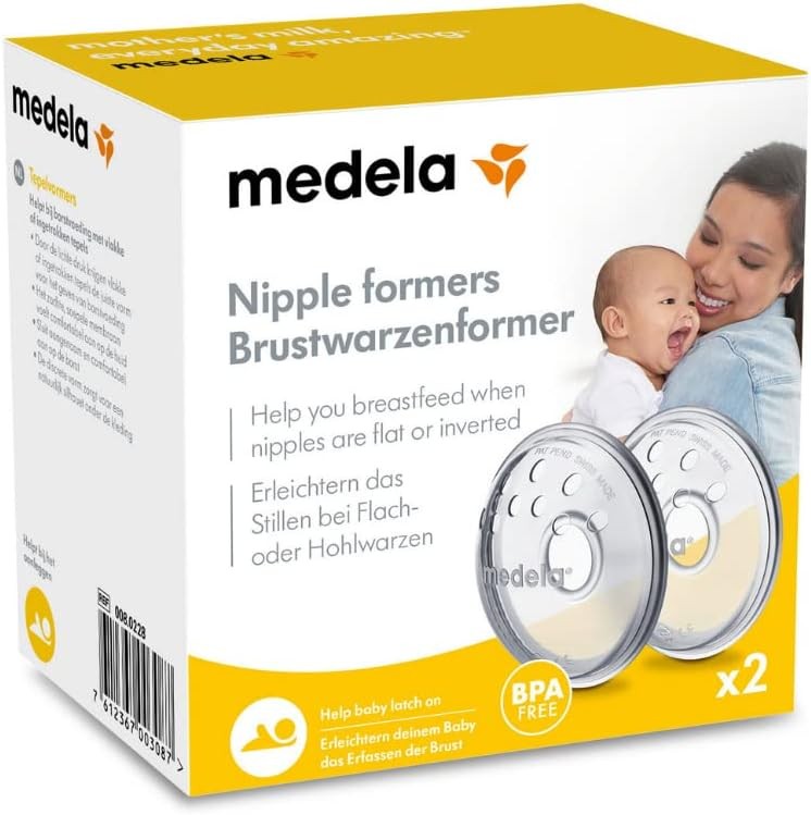 Formatoare de mameloane Medela - Modeleaza mameloanele inversate sau plate pentru a le pregati pentru alaptare - Fara BPA - Marime universala - Pachet de 2