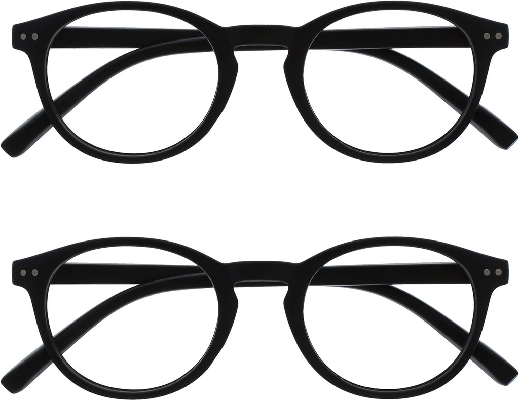 Ochelari de citit OPULIZE Zen, set de 2, negri mati, mici, pentru barbati si femei RR24-1 +2.00