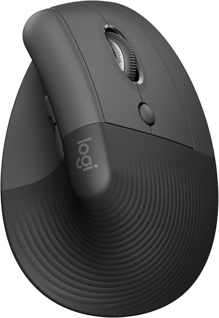 Mouse ergonomic vertical Logitech Lift, wireless, receptor USB Bluetooth sau Logi Bolt, clicuri silentioase, 4 butoane, compatibil cu Windows/macOS/iPadOS, laptop, PC - Grafit