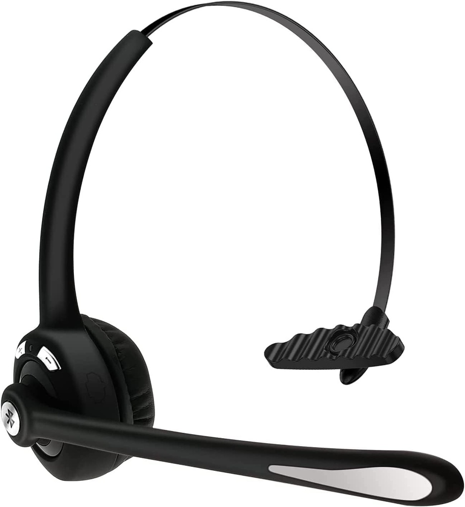 Casti Bluetooth cu microfon, V5.1, casti wireless supraauriculare cu anulare a zgomotului, buton de dezactivare a sunetului pentru telefon, laptop, Skype, call center, birou, camionagiu