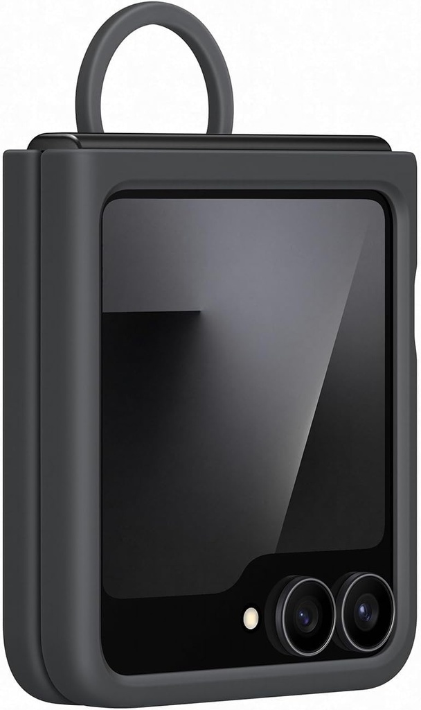 Husa din silicon Samsung EF-PF741 pentru Galaxy Z Flip 7 FE | Z Flip 6, husa pentru smartphone, husa de telefon inclusiv suport cu inel, silicon, husa de protectie, rezistenta la socuri, subtire si aderenta, neagra