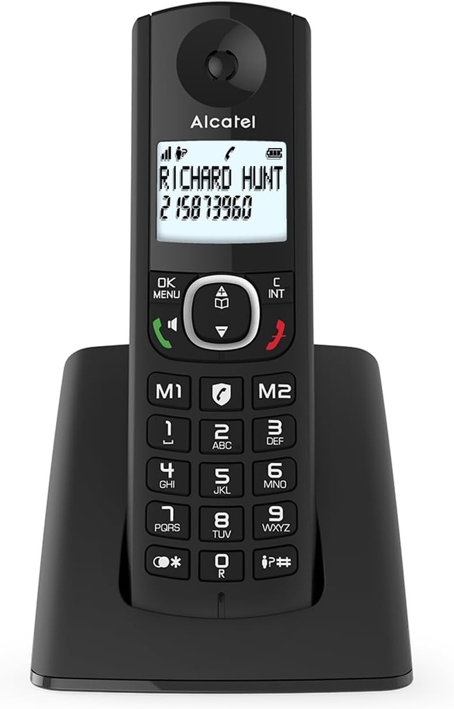 ALCATEL F530 - Telefon fara fir DECT - Ecran mare cu iluminare din spate - Maini libere - Functie de blocare a apelurilor - 2 taste de apelare rapida - Negru