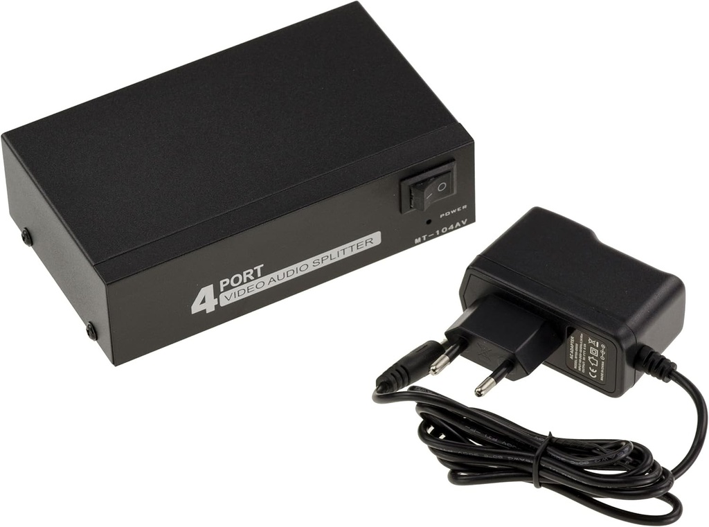 Splitter audio stereo si video compozit KALEA-INFORMATIQUE, duplica identic o sursa de intrare catre patru iesiri simultane