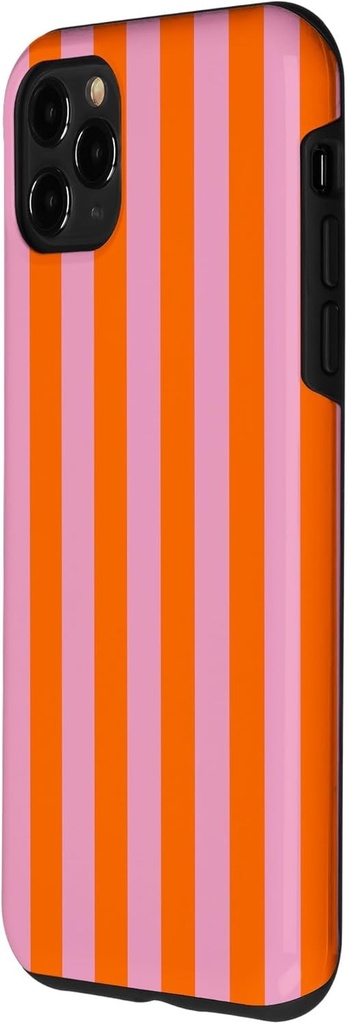 Carcasa eleganta, draguta, feminina, placuta din punct de vedere estetic, cu dungi portocalii si roz pentru iPhone 11 Pro Max