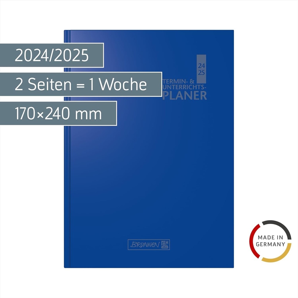Planificator de intalniri si lectii BRUNNEN 2024/2025 | A5, plastic, albastru