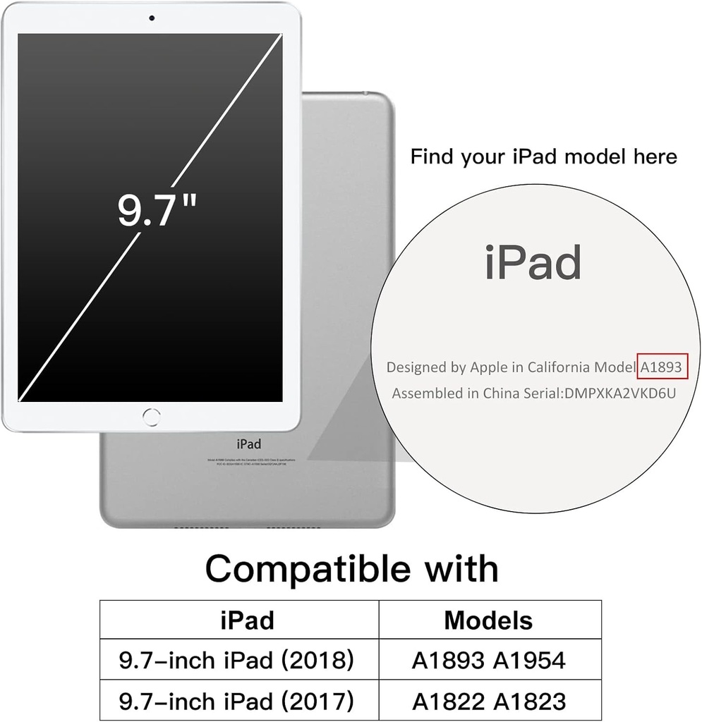 Husa JETech pentru iPad 6/5 (9,7 inci, model 2018/2017, generatia a 6-a/a 5-a), husa de protectie din piele PU, tip folio, cu suport pentru stylus si buzunar, afisaj multi-unghi (auriu roz)