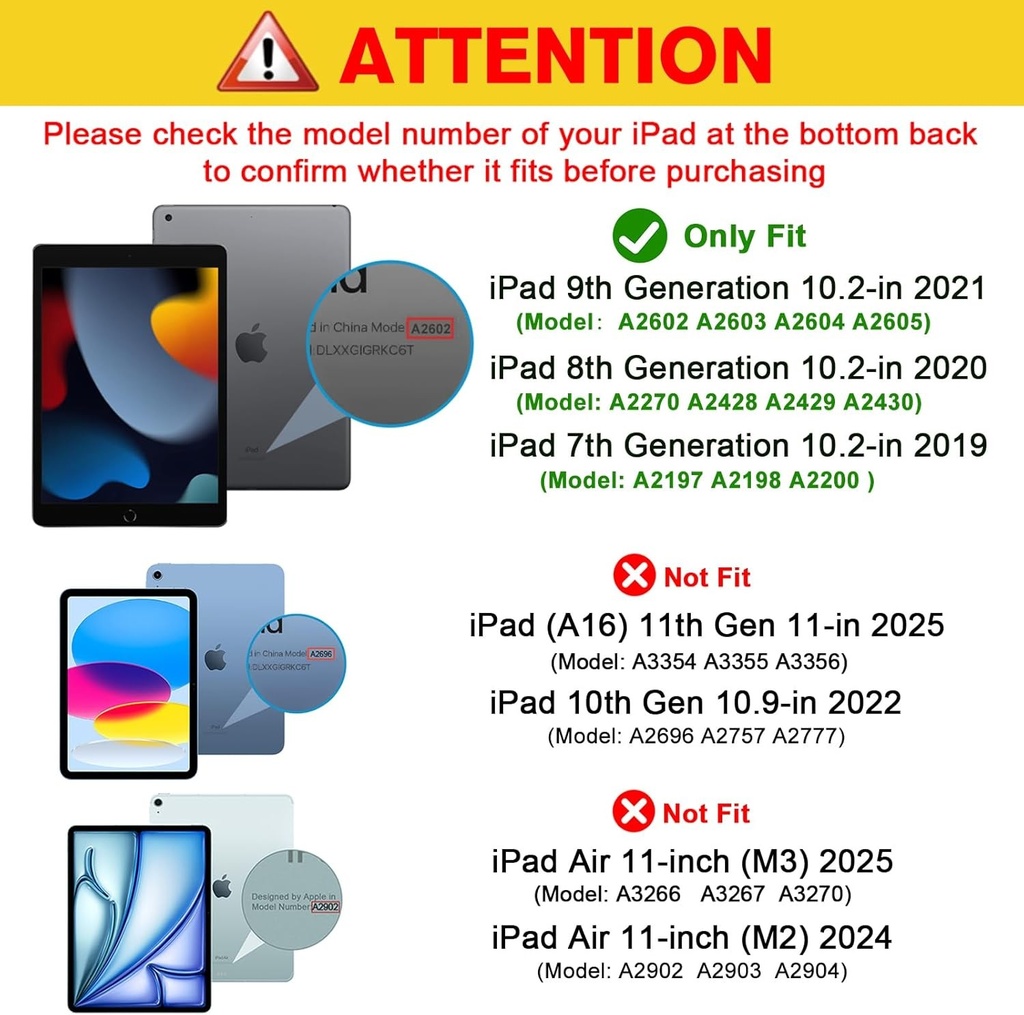 Husa ProCase pentru iPad a 9-a/a 8-a/a 7-a generatie 10,2 inch 2021 2020 2019, husa de protectie inteligenta compatibila cu iPad 9/8/7 - Albastru cer