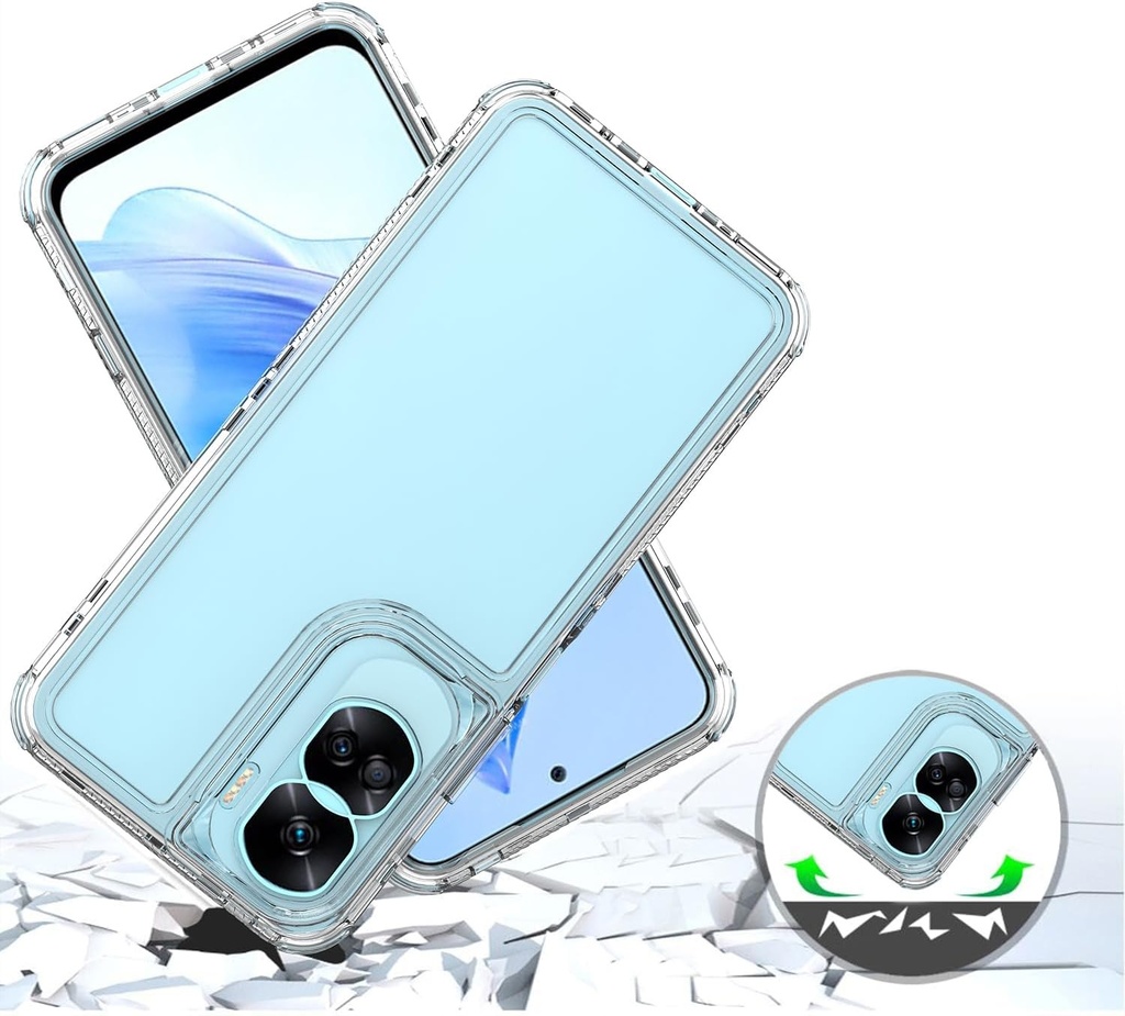 Carcasa transparenta Sawiqpd pentru telefon Honor 90 Lite 5G, carcasa subtire din silicon, transparenta, cu protectie, moale, TPU, 3 in 1, rezistenta la socuri, pentru Honor 90 Lite 5G [fara protectie de ecran inclusa]