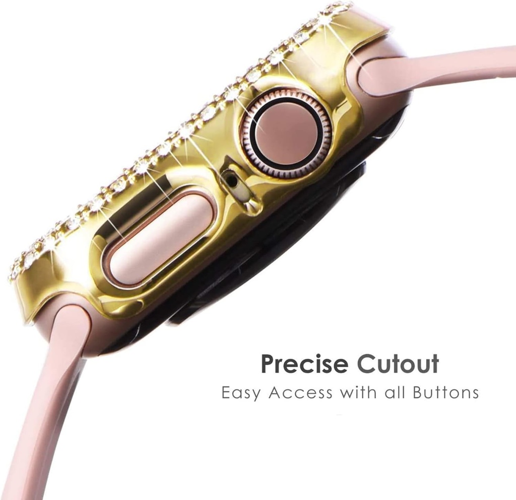 DEALELE [2-Pack] Carcasa de ceas compatibila cu Apple Watch Ultra 2 / Ultra 49mm, sclipici cu 2 randuri de diamant, protectie pentru bara de protectie, inlocuire (49mm, auriu+transparent)