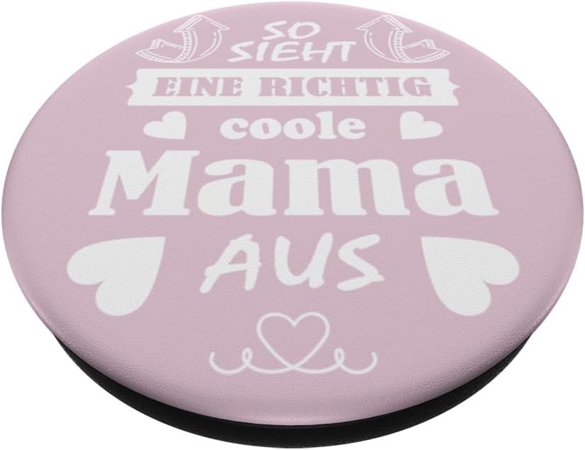 PopSockets Mama, Cool Mom Saying, Ziua Mamei PopGrip - Idee de cadou pentru mama cu saying - Negru, Roz - Smartphone-uri cu carcasa din plastic neteda si dura (cu exceptia celor cu incarcare wireless)