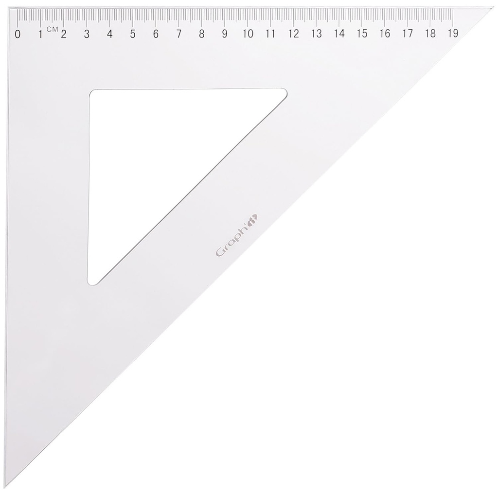 Graph'it - Echer transparent din plastic gradat de 30 cm - 45 de grade - Instrument de desen scolar si profesional - Margine dubla rezistenta la pete