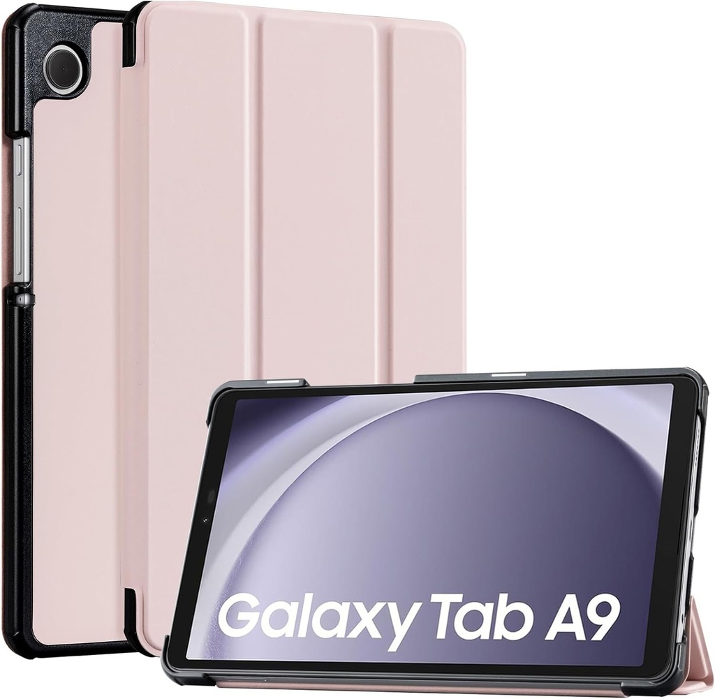 Husa CoBak pentru Samsung Galaxy Tab A9 2023 (SM-X110/X115/117) 8,7 inci, husa din piele PU cu pliere tripla si functie de suport cu unghi dublu (roz deschis)