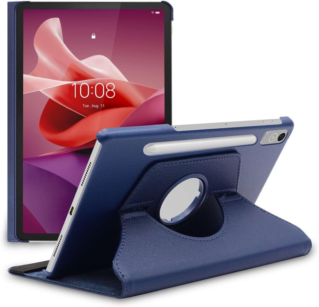 ebestStar - Husa pentru Lenovo Tab P12 (2023), cu clapa rotativa, protectie la 360°, suport din piele PU, albastru inchis