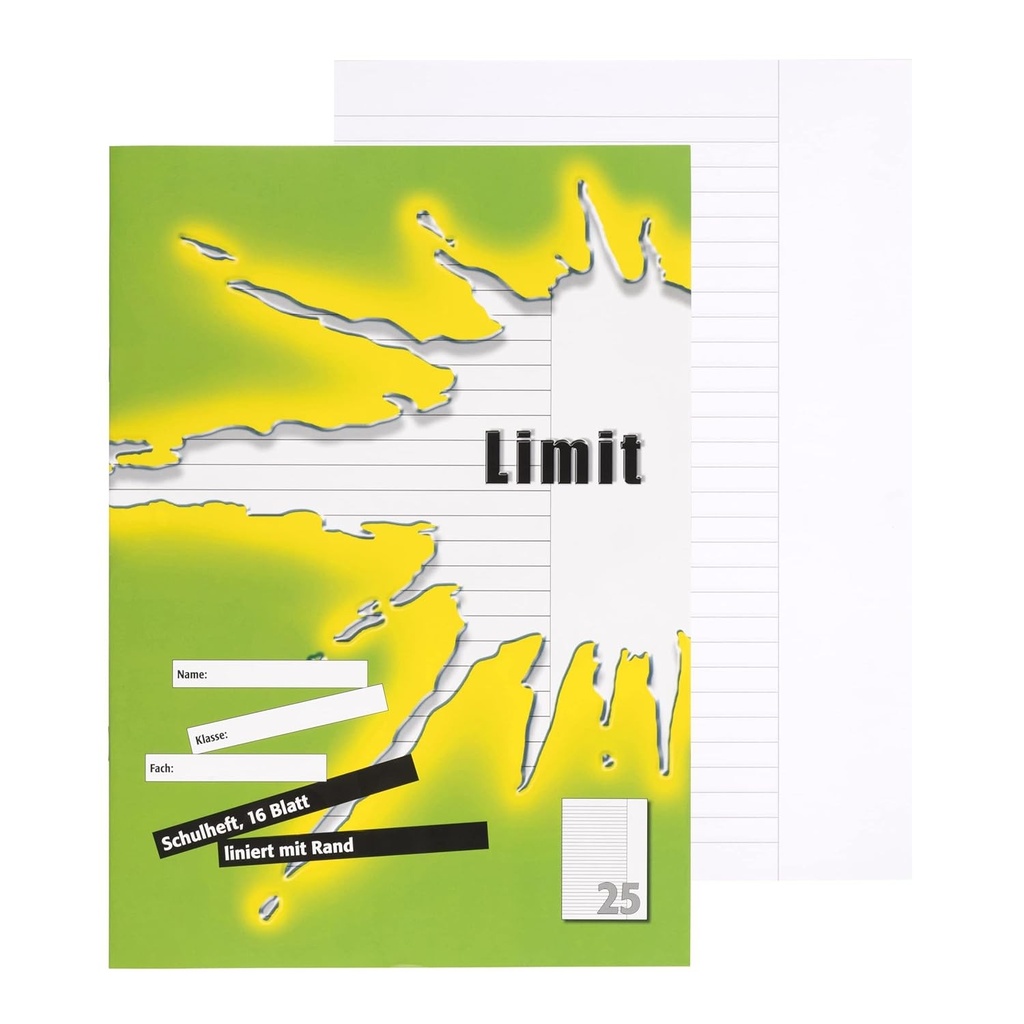 Caiet scolar A4, 16 coli, liniate (spatiere 25 randuri), liniate cu margine, 5 bucati