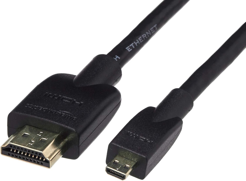 Cablu de conectare flexibil Amazon Basics, Micro-HDMI la HDMI, 1,8 m, negru