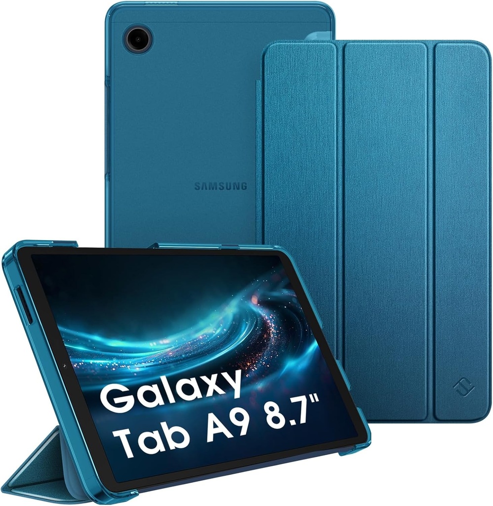 Husa FINTIE pentru Samsung Galaxy Tab A11 8,7 inch (2025) si Galaxy Tab A9 8,7 inch (2023), subtire, transparenta, rigida si usoara, albastru paun
