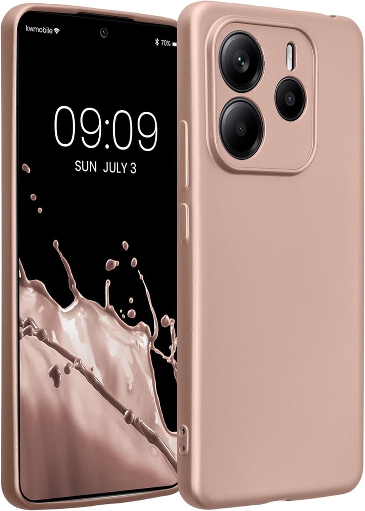 Husa kwmobile compatibila cu Xiaomi Redmi Note 14 5G (nu este compatibila cu 4G) - Carcasa de protectie moale din TPU - Auriu roz metalic