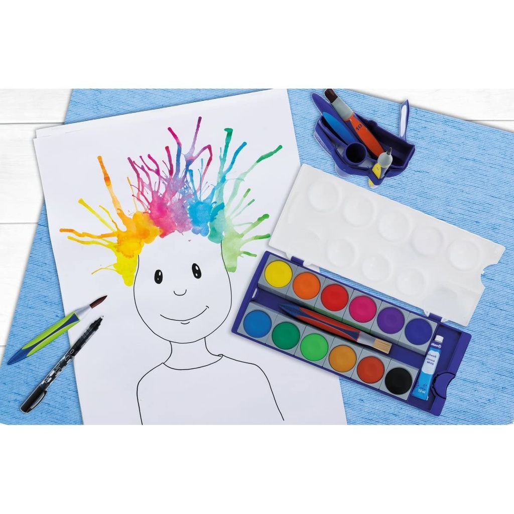Cutie de apa Pelikan 808246 pentru scoala, cutie standard albastra pentru acuarele