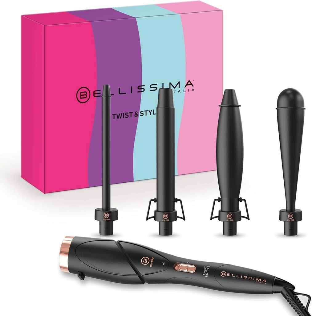 Ondulator superb Imetec Twist&Style, maner + 4 accesorii pentru bucle si ondulatii, temperatura automata, incalzire rapida, invelis ceramic, rotire 90°, idee de cadou