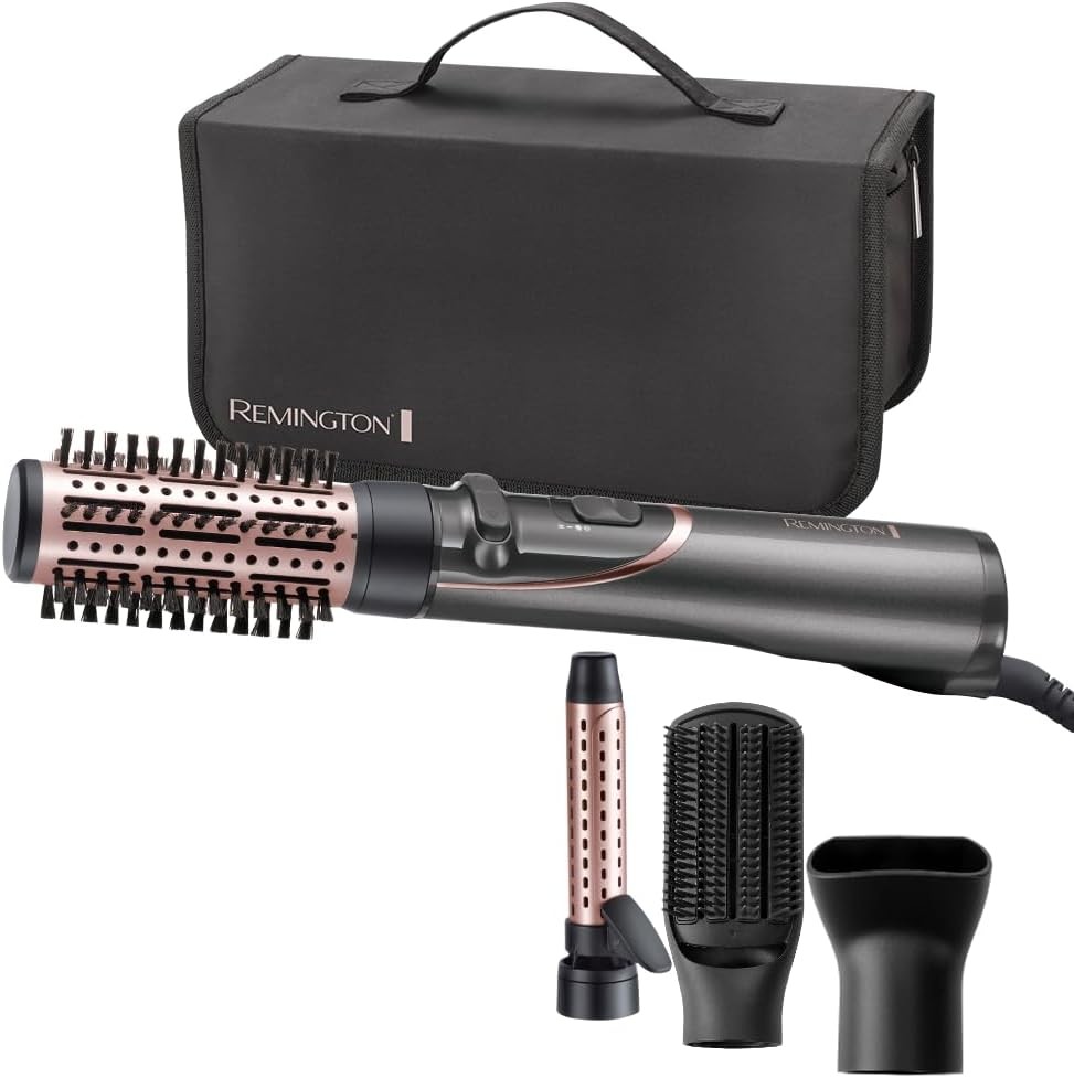 Perie rotativa cu aer cald Remington (automata) Curl & Straight, aparat de coafat ionic 3 in 1: volum, bucle si indreptare, 4 accesorii (aparat de coafat pentru volum, ondulator, concentrator de coafat, perie tip paleta) AS8606