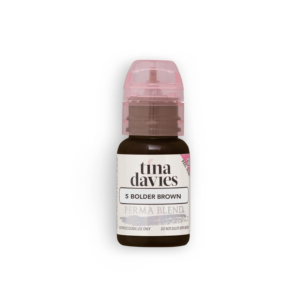 Pigment pentru sprancene Tina Davies Professional X Perma Blend - Machiaj permanent pentru sprancene, Farben Heal True to Tone - Retentie ridicata - Maro intens, 1/2 oz